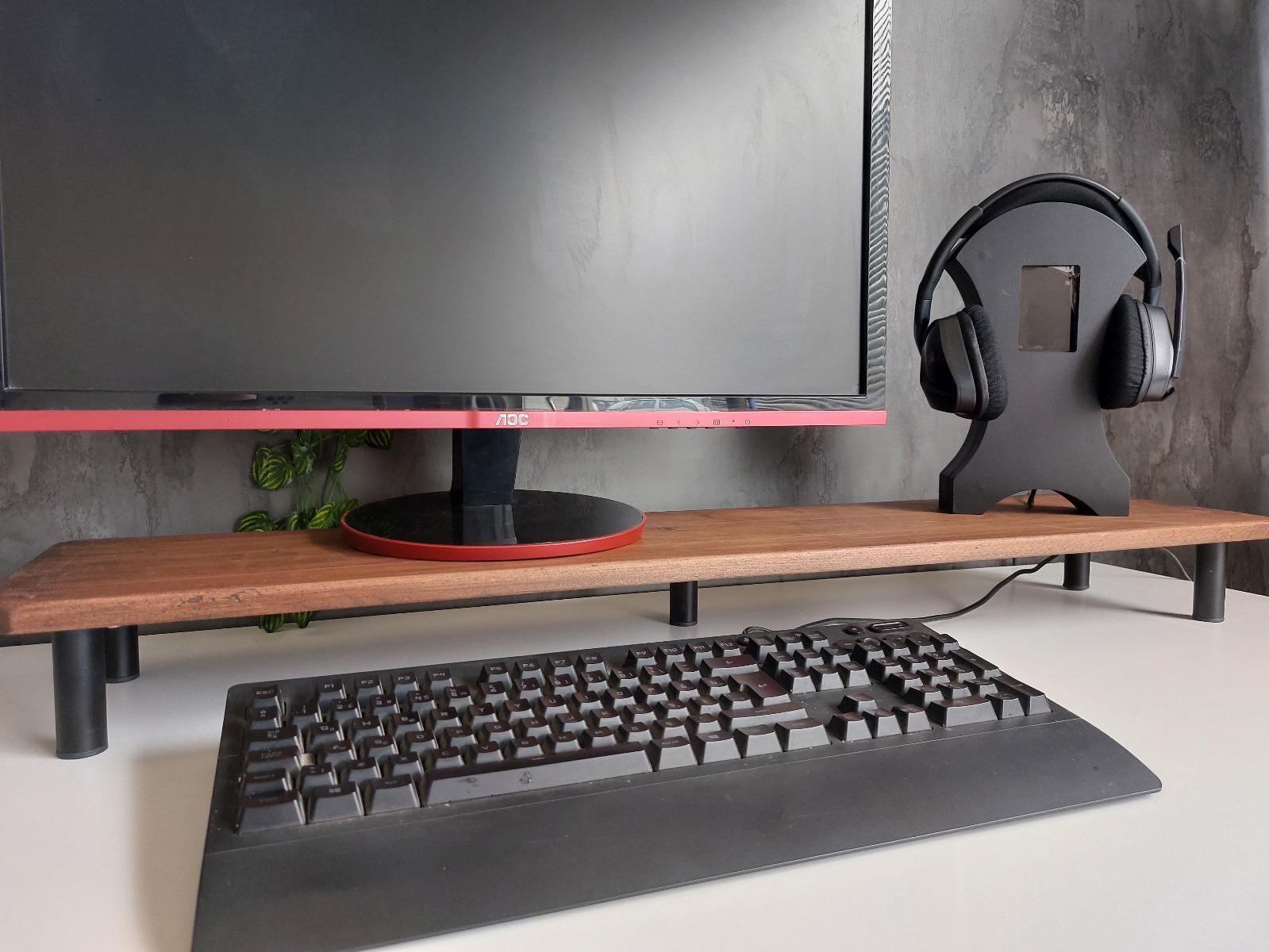 Monitor Stand - Wood Monitor Riser, Solid Wood Desk Shelf, Laptop ...