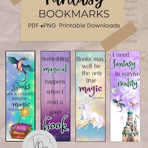 Fantasy & Magic Bookmarks-Fantasy Dragon Castle Digital Download Bookmarks-Reading Accessories for Book Lovers
