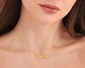 Birth Flower Necklace 1-6 Flowers, Mom Necklace, Family Necklace Combined Birth Month Flower, Mothers Day Gift  Personalized Jewelry Gift