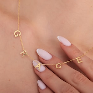 Initial Halskette Sterling Silber, Spaced Buchstaben Halskette, personalisierte Schmuck Geschenk für Mama, Muttertagsgeschenk, Weihnachtsgeschenk