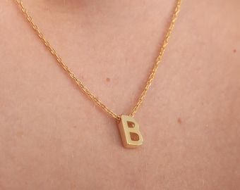 Personalized Initial Necklace, Customized Letter Necklace, Gold Color Sterling Silver Initial, Handmade Jewelry, Personalized Gift