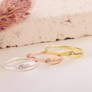 Personalized Name Ring, Custom Engraved Ring, Engagement Gifts, Minimalist Ring Gold Plated Name Ring for Women, Christmas Gift for Her