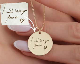 Aangepaste gegraveerde handschriftketting, gepersonaliseerde handtekeninghanger, echt handschrift, herdenkingsketting, zinvol kerstcadeau