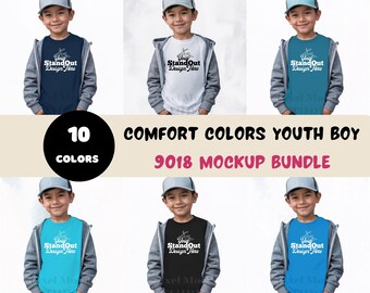 Comfort Colors 9018 Youth Tshirts Mockup Bundle, CC9018 boy Model T-Shirt Mock-up Bundle, Neutral Simple CC9018 Trendy Boy Shirts Mockups