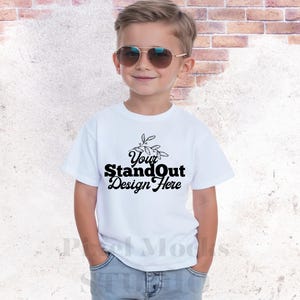 Bella Canvas 3001Y White Tshirt Mockup, BC 3001Y youth boy Model MockUp, Bella Canvas kids T-Shirt Trendy Summer Mockup, Youth T-shirt Mock