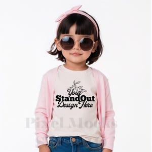 Rabbit Skins 3321 Natural Toddler Fine Jersey Tee Mockup, RS 3321 Beige Mockup, Toddlers Shirt Mocks, Kids T-Shirt Mock Girl Model Mock up