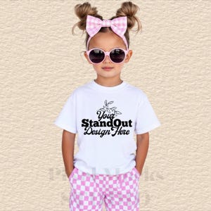 Bella Canvas 3001Y White Tshirt Mockup, Bella Canvas young Girl Model Mockup POD, BC 3001Y Youth Trendy Summer Mockup, Kids Tshirt Mockup