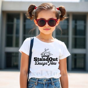 Back To School White Bella Canvas 3001Y Tshirt Mockup, School Shirt Mock-Up, BC 3001Y kids T-Shirt Mockup, BC 3001Y Girl Mockup