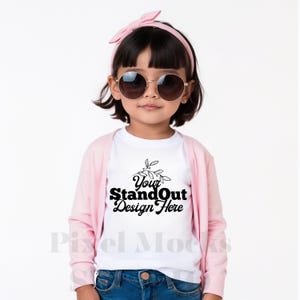 Rabbit Skins 3321 White Toddler Fine Jersey Tee Mockup, RS 3321 White Mockup, Toddlers Shirt Mocks, Kids T-Shirt Mock Girl Model Mock up