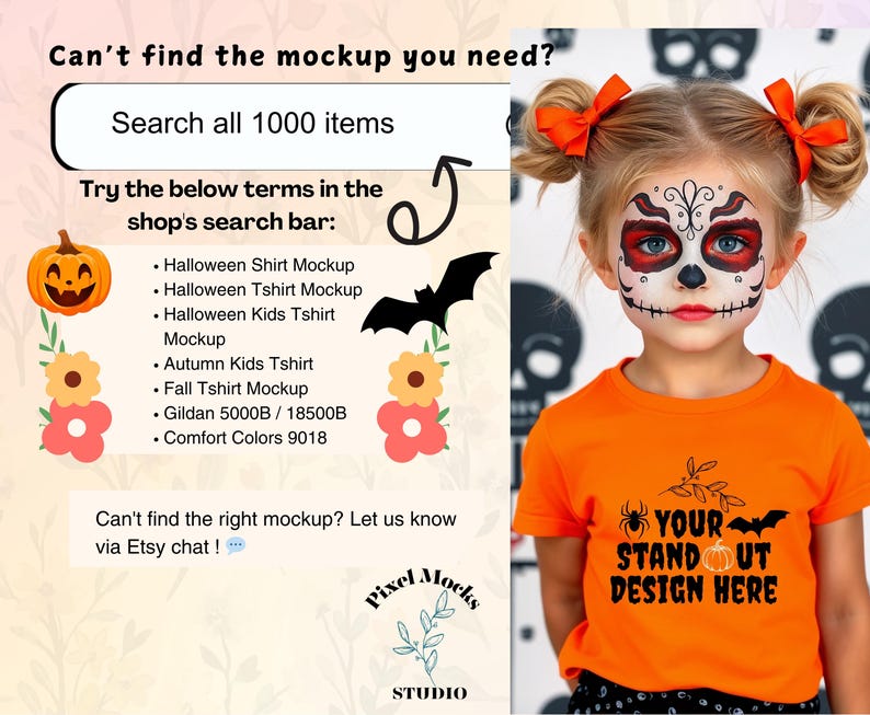 Halloween Spooky Girl Shirt Mockup, Gildan 5000B Youth White T-shirt ...