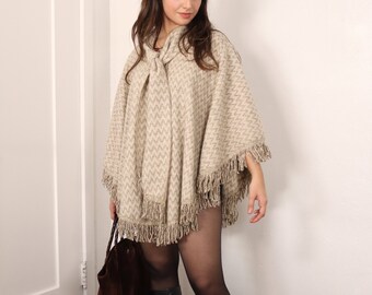 1970s Wool Fringe Poncho