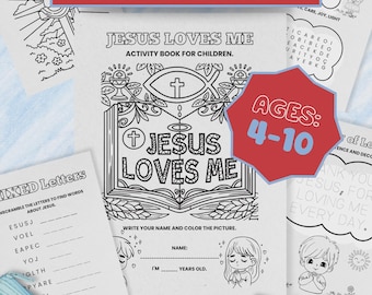 Bible Activity Book for Kids: Christian Coloring, Mazes, Word Search (Digital PDF)