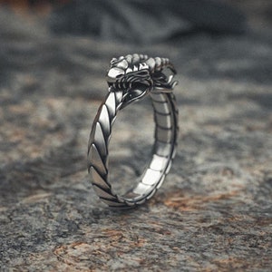 Anillo de plata de ley con forma de dragón Ouroboros para hombre, joyería hecha a mano