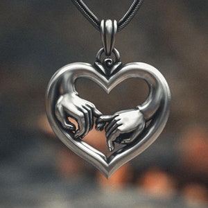 Promise Heart Necklace 925 Sterling Silver Pinky Swear Pendant Romantic Couple Gift Love Anniversary Jewelry Handmade Relationship Gift