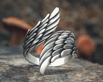Anel Asas de Anjo em Prata de Lei 925 - Joia Unissex Artesanal que Simboliza Liberdade e Espiritualidade - Presente Perfeito para Sonhadores