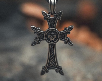 Pendentif Croix Arménienne En Argent 925 Avec Signe D'éternité - Bijou Traditionnel