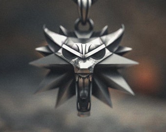 Fantasy RPG Pendant - Wolf School Emblem Necklace - Handcrafted Sterling Silver - Fan Gift