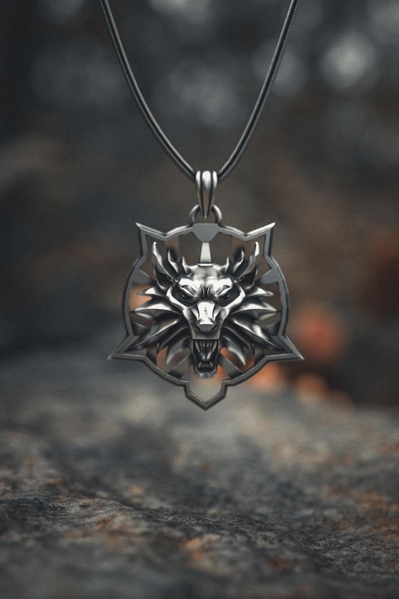 Wolf Head Pendant 925 Sterling Silver Norse Warrior Necklace
