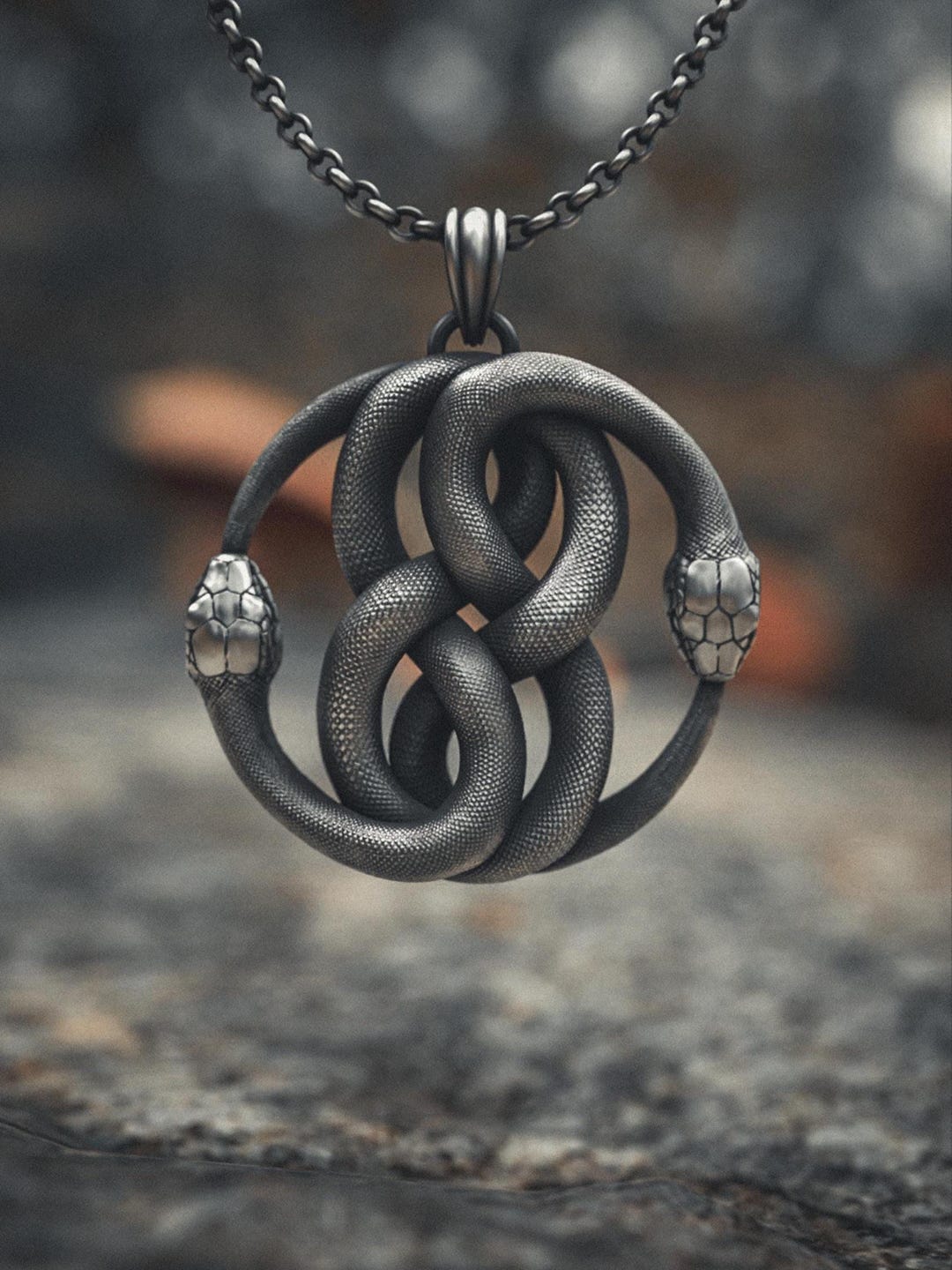 Double Snake Necklace 925 Sterling Silver | Handmade Infinity Serpent ...