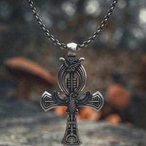 Ankh Cross Necklace - 925 Sterling Silver Egyptian Symbol - Handcrafted Ancient Life Key Pendant for Men & Women