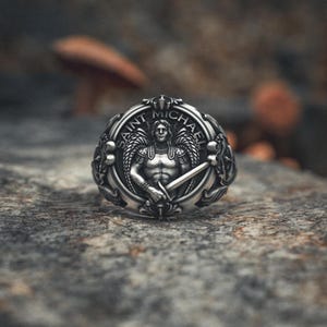 Saint Michael Ring 925 Sterling Silver Archangel Warrior Shield Sword Religious Protection Christian Jewelry Spiritual Gift