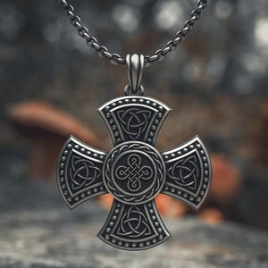 Celtic Cross Necklace - 925 Sterling Silver Trinity Knot Cross Pendant - Handcrafted Irish Jewelry for Men & Women