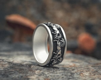 Horse Ring 925 Sterling Silver|Handcrafted Equestrian Band for Men Women | Vintage Style Animal Pattern Ring | Oxidized Silver Horse Jewelry