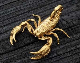 Scorpion Pendant 925 Sterling Silver 14K Gold Vermeil Realistic Animal Necklace Scorpio Zodiac Jewelry Gothic Unisex