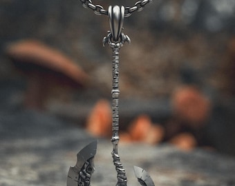 Viking Axe Necklace - 925 Sterling Silver Battle Axe Pendant - Handcrafted Norse Warrior Jewelry for Men & Women