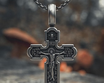 Byzantine Orthodox Cross Necklace: Handcrafted Sterling Silver Religious Pendant