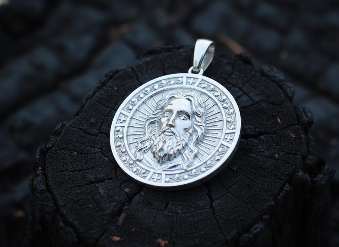Jesus Face Pendant 925 Sterling Silver Oxidized Finish Christian ...