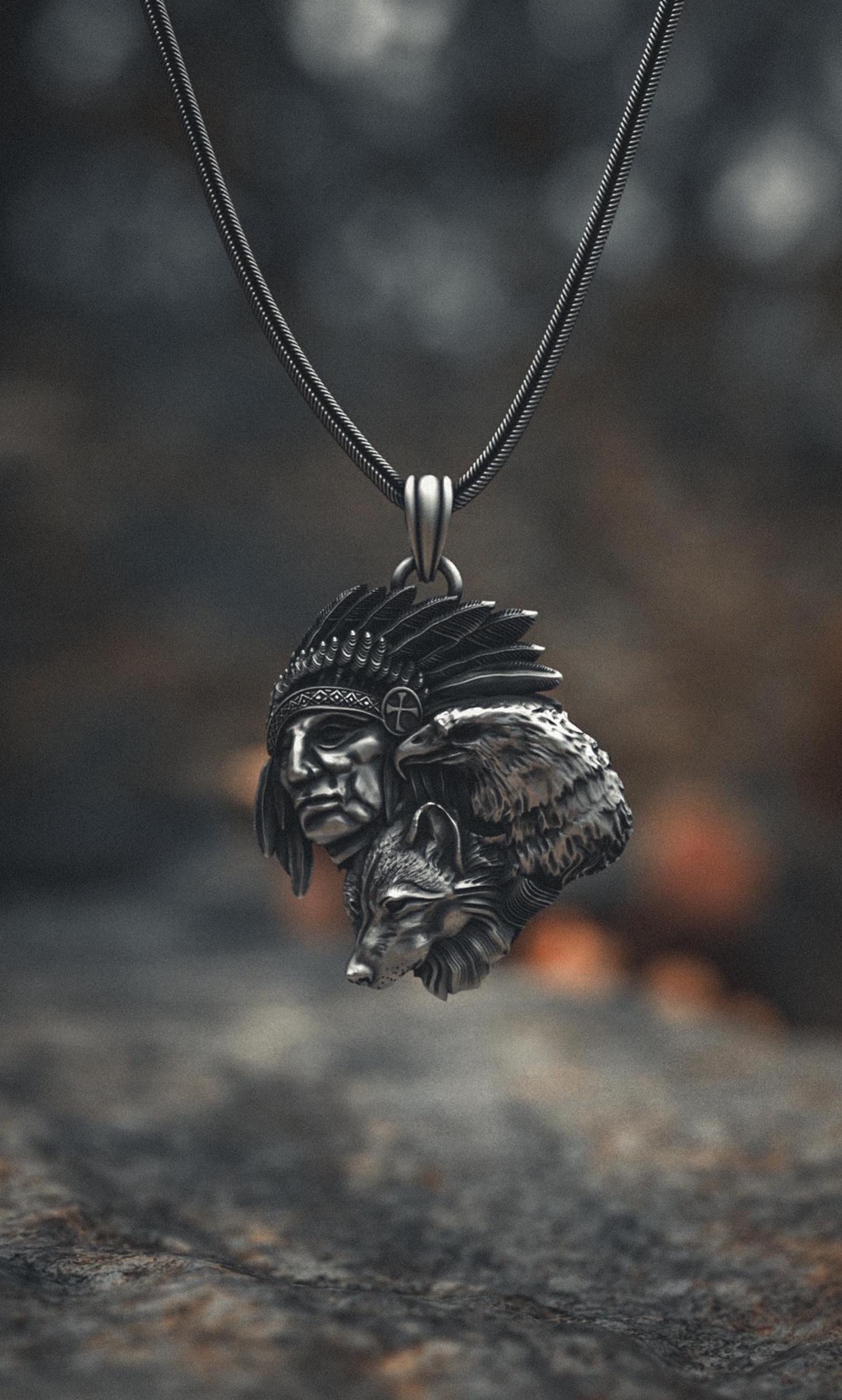 Indigenous wolf necklace - Etsy 日本