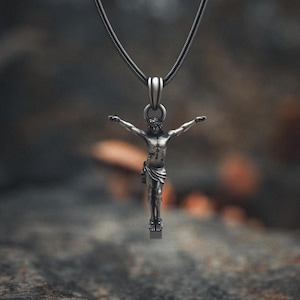 Crucifix Necklace 925 Sterling Silver | Religious Pendant | Spiritual Mens Jewelry Cross