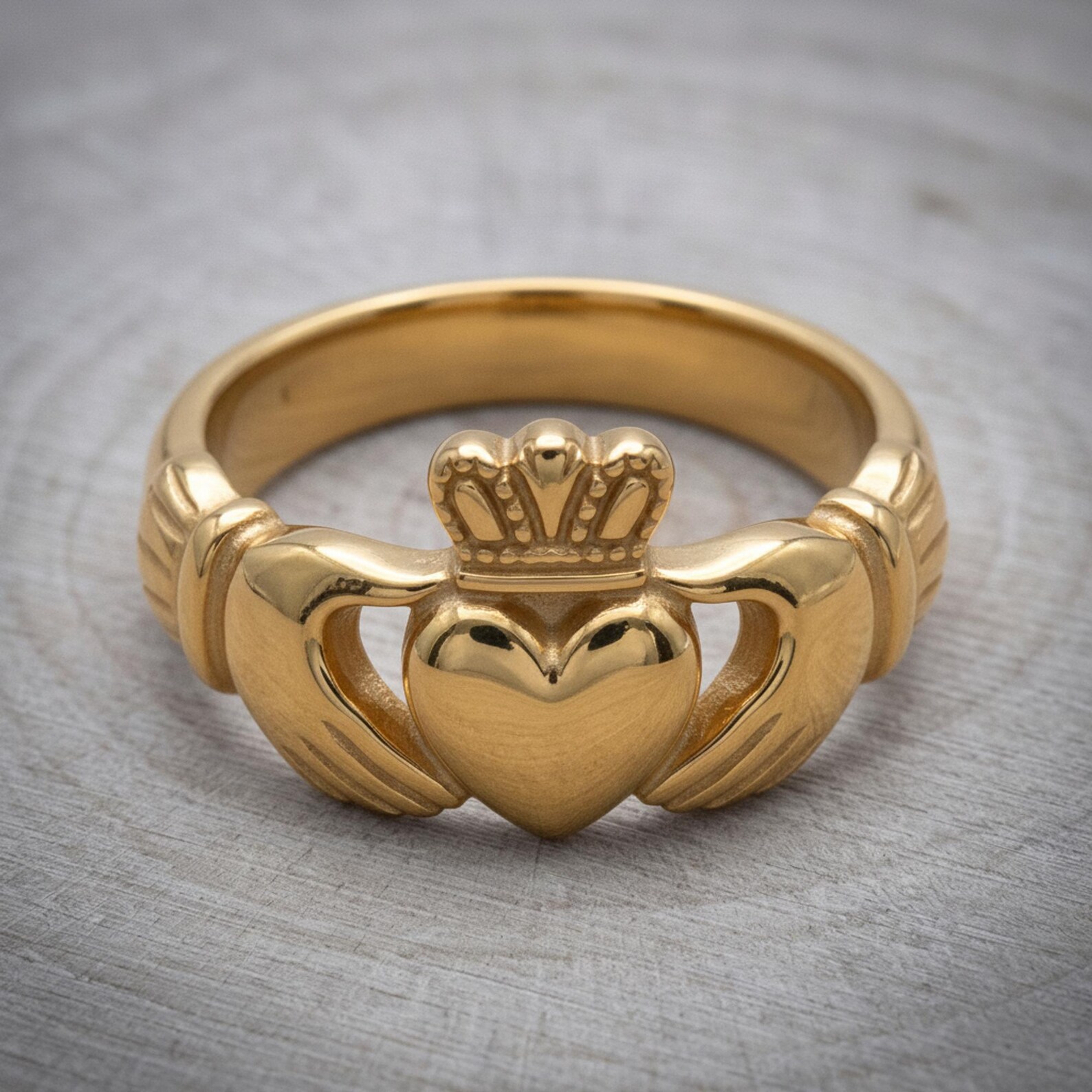 Gold Claddagh Ring in 925 Sterling Silver, 14K Gold Vermeil Irish Promise Ring, Celtic Friendship Jewelry