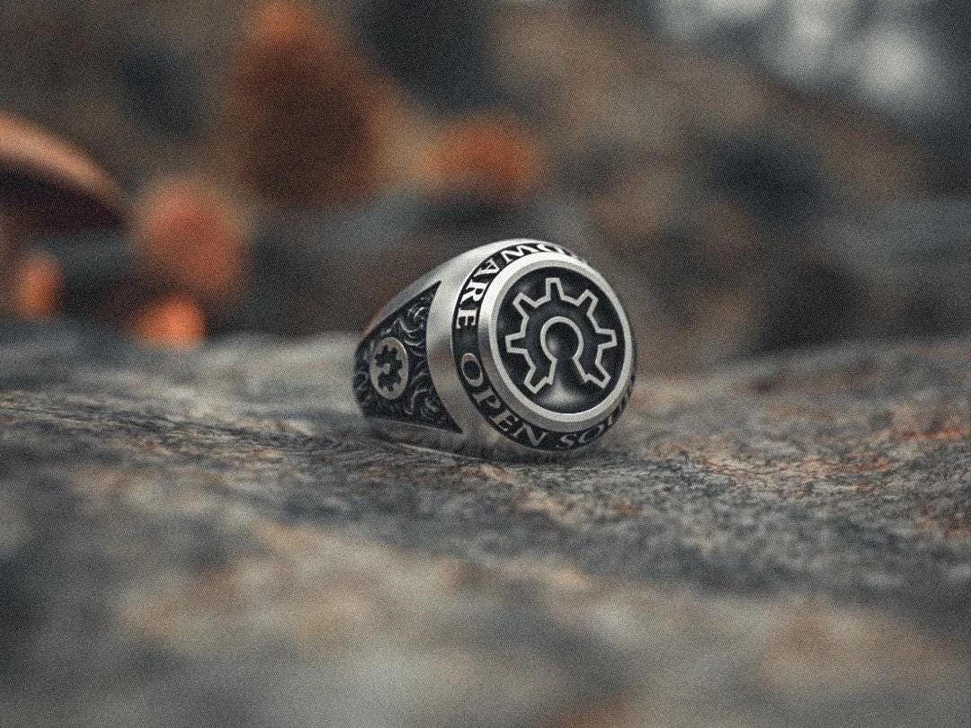 Key Rings For Developers Open Source Hardware Ring 925 Sterling Silver Tech Gear Design Handmade ...