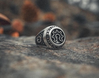 Open Source Hardware Ring 925 Sterling Silver Tech Gear Design Handmade Developer Engineer Gift Signet Ring Geek Statement Ring