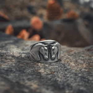 Horse Ring 925 Sterling Silver | Handcrafted Double Horse Head Ring | Equestrian Jewelry | Animal Lover Gift | Western Style Statement Ring