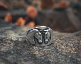 スターリングシルバーの馬の指輪、動物のジュエリー、乗馬ギフト