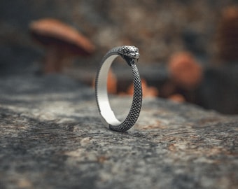 Snake Ring 925 Sterling Silver | Ouroboros Snake Band Silver Ring | Men's Women's Handcrafted Serpent Jewelry | Unique Gothic Gift