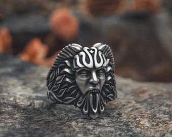 Poseidon Ring 925 Sterling Silver | Handcrafted Greek God of Sea Jewelry | Mythological Neptune Statement Ring for Men | Viking Style Gift