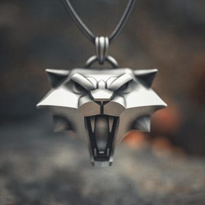 Cat School Medallion: 925 Sterling Silver Witcher Necklace