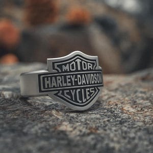 Classic Motor Emblem 925 Silver Ring Biker Jewelry Handcrafted Motorcycle Lovers Gift Unique Mens Accessory