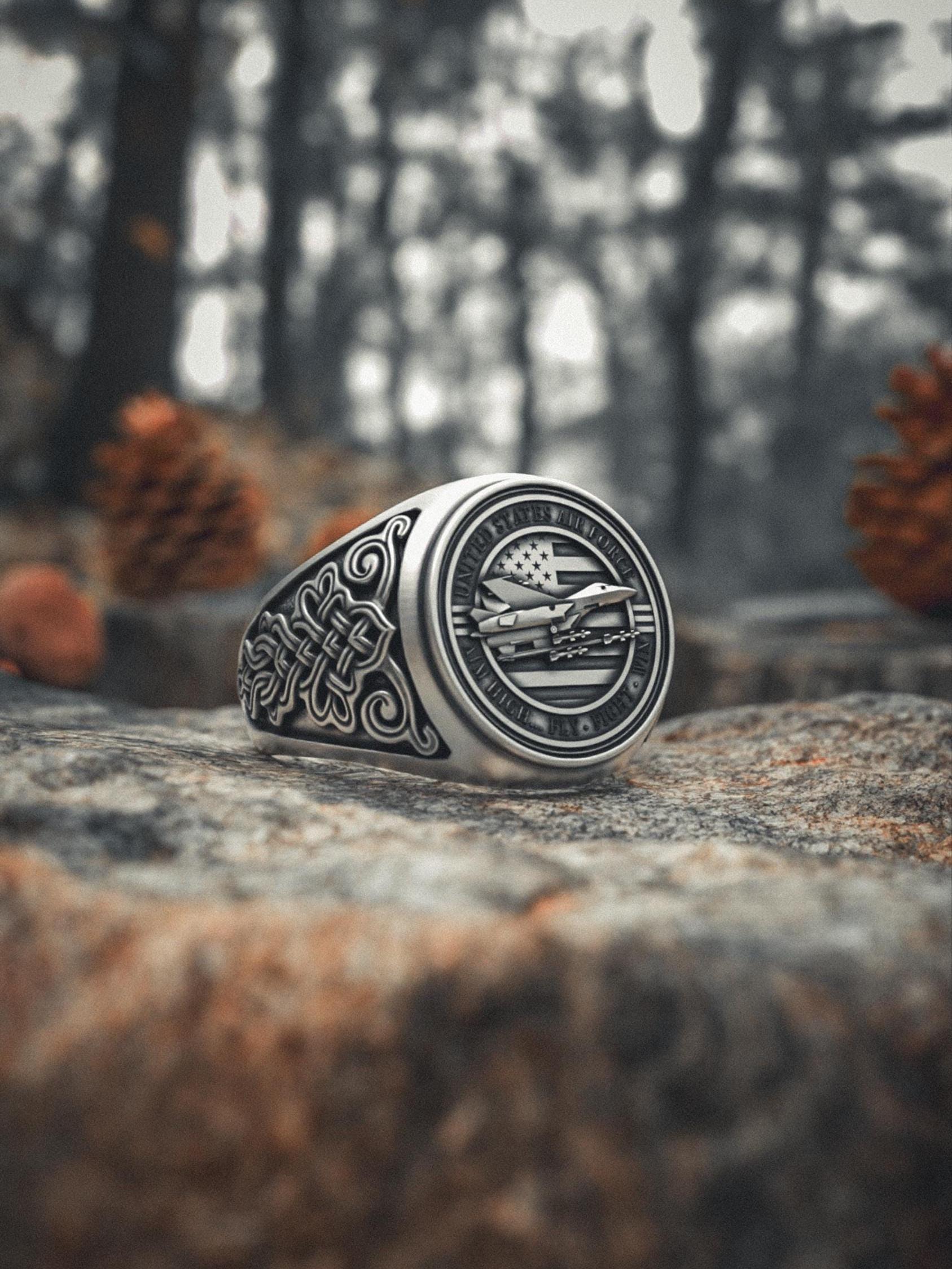 Fighter Jet Ring Sterling Silver - Air Force Aviation Military