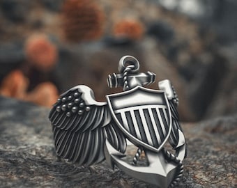 Navy Aviator Ring | Handcrafted 925 Sterling Silver Military Aviation Signet Ring | Nautical Wings