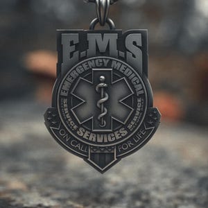 EMS Badge 925 Sterling Silver Necklace - Handcrafted Emergency Medical Services Pendant - Paramedic EMT First Responder Gift