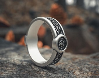 Lion Ring 925 Sterling Silver | Handcrafted Lion Head Silver Band | Men's Signet Ring | Vintage Style Statement Jewelry