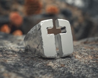 Cross Ring 925 Sterling Silver - Handcrafted Cut-Out Christian Jewelry - Men's Religious Statement Ring - Faith Inspired Gift
