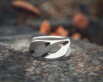 Latticed Wave 925 Silver Mens Ring Unique Handcrafted Modern Geometric Wedding Band Minimalist Jewelry Statement Piece