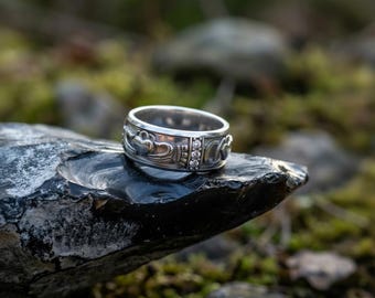 Claddagh Ring 925 Sterling Silver Black Rhodium Plated Celtic
