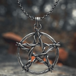 Pentagram Pendant 925 Sterling Silver - Handcrafted Twisted Vine Wiccan Necklace - Pagan Protection Amulet - Gothic Witch Jewelry Gift